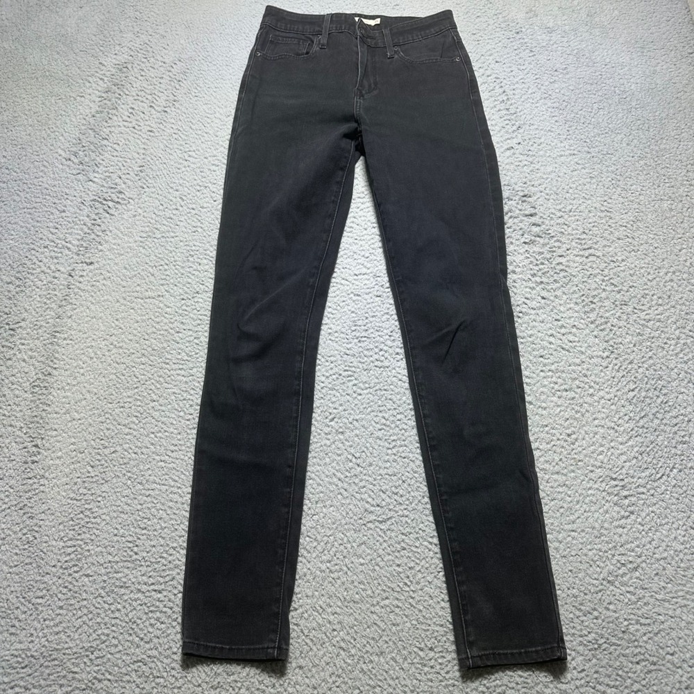 Levis 721 High Rise Skinny Jeans Black Denim Size 25 Womens Pants